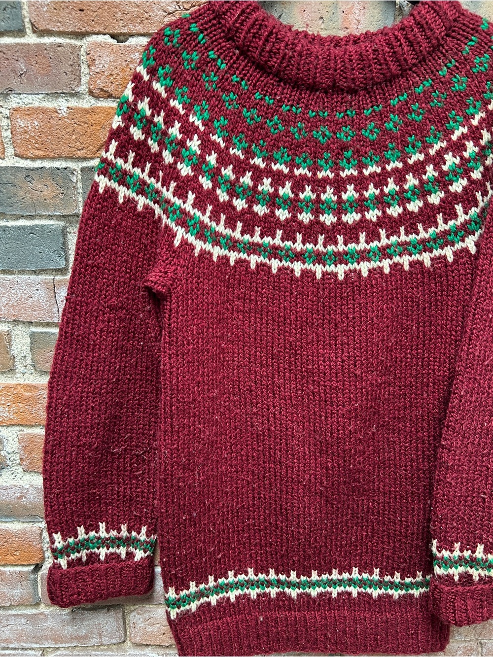 Hand Knit Fair-Isle Pullover Sweater Small - Picture 2 of 3